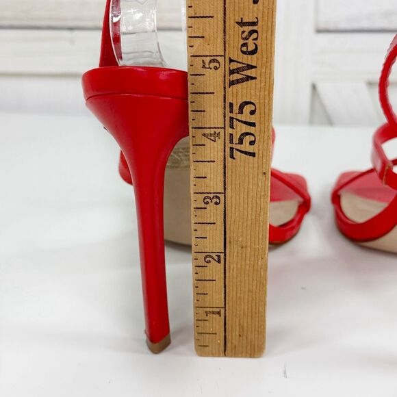 Steve Madden Grade Strappy Open Toe Stiletto Sandals Heels Cherry Red 7.5 - Picture 8 of 11